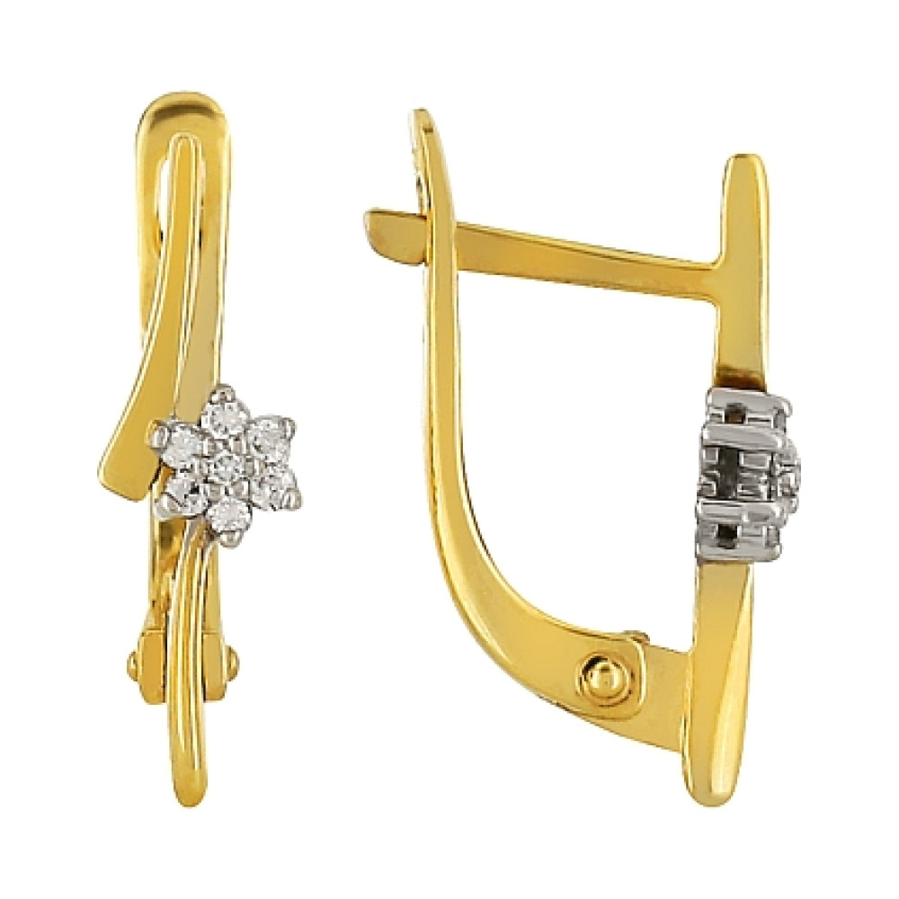 Золотые серьги с бриллиантом № 81083