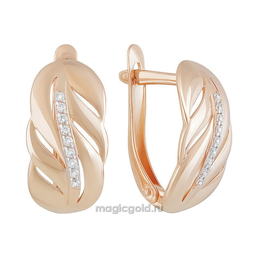 Золотые серьги с фианитом № 160250