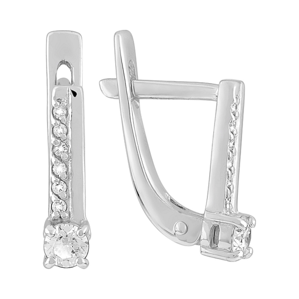 Золотые серьги с бриллиантом № 120209