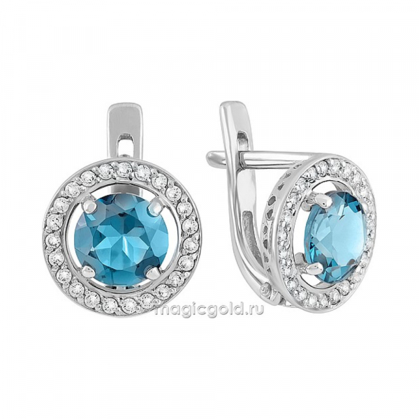 Золотые серьги с топазом и фианитом № 139849