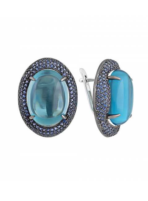 Серебряные серьги с алпанитом и фианитом № 132543