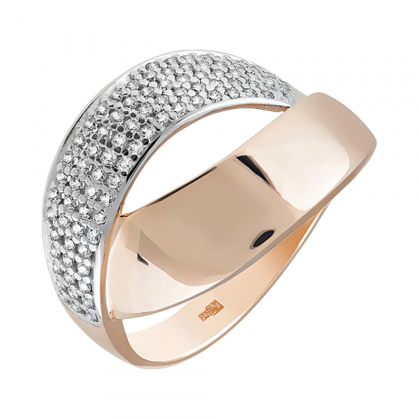 Золотое кольцо с фианитами № 123741