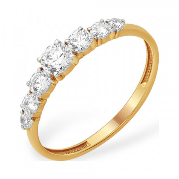 Золотое кольцо с фианитом № 163174