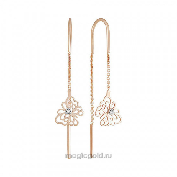 Золотые серьги с фианитом № 156112