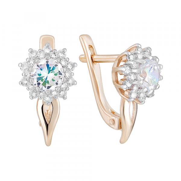 Золотые серьги с фианитами № 124192