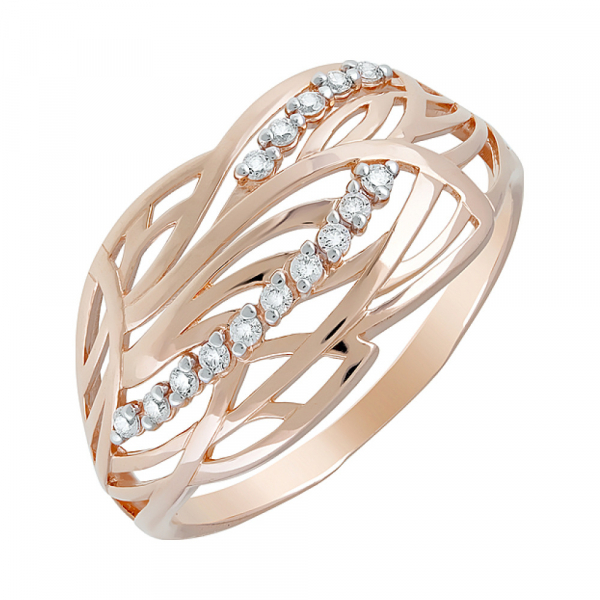 Золотое кольцо с фианитами № 123838