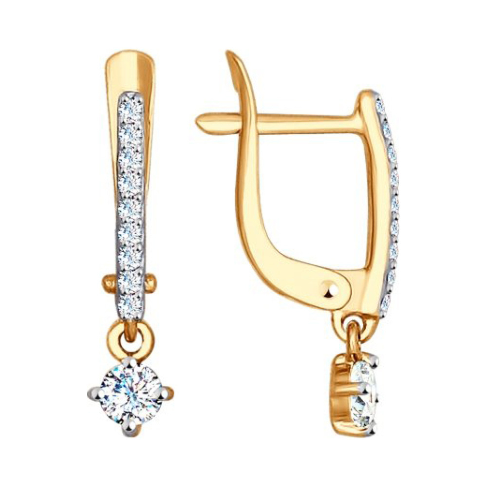 Золотые серьги с фианитом № 155665