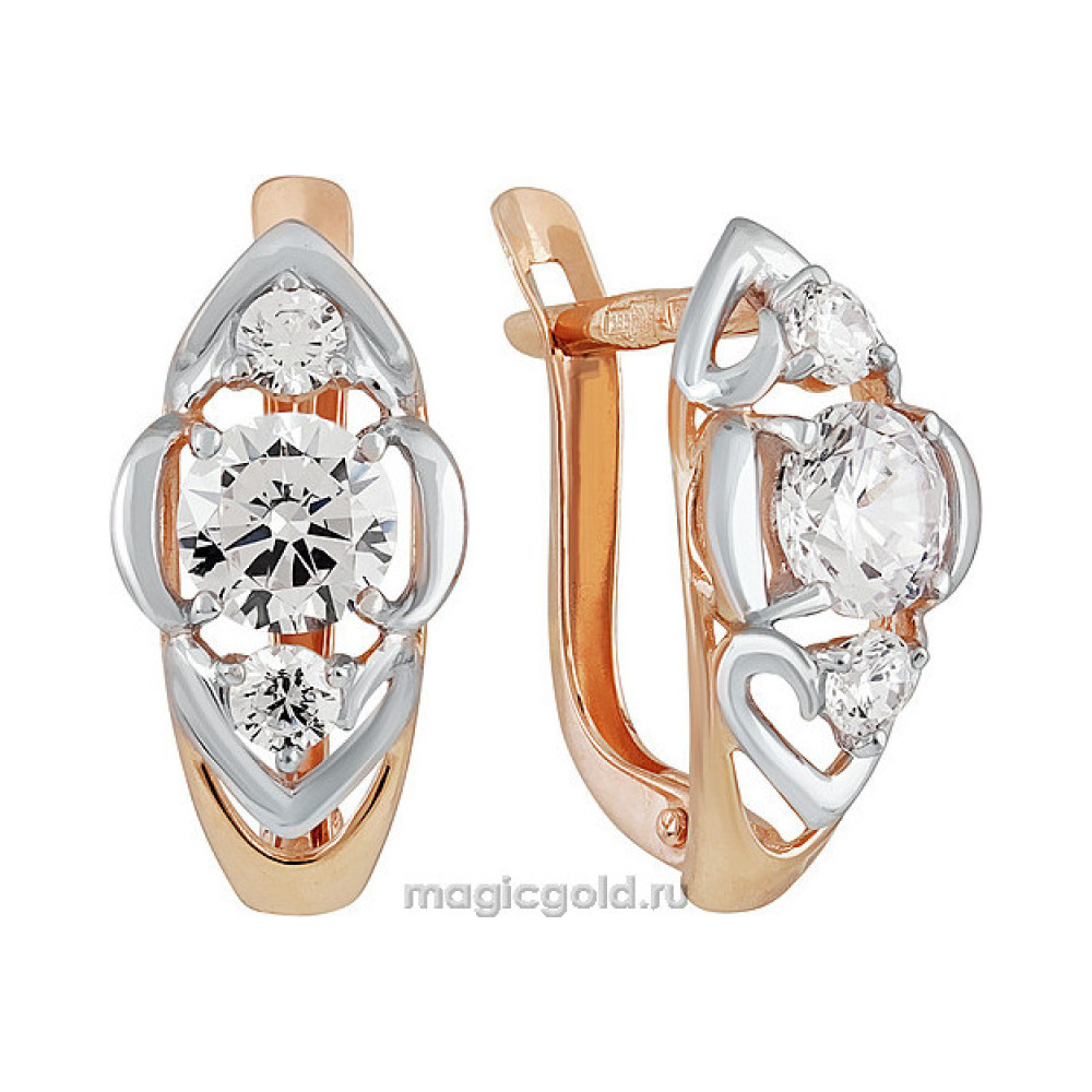 Золотые серьги с фианитом № 139977