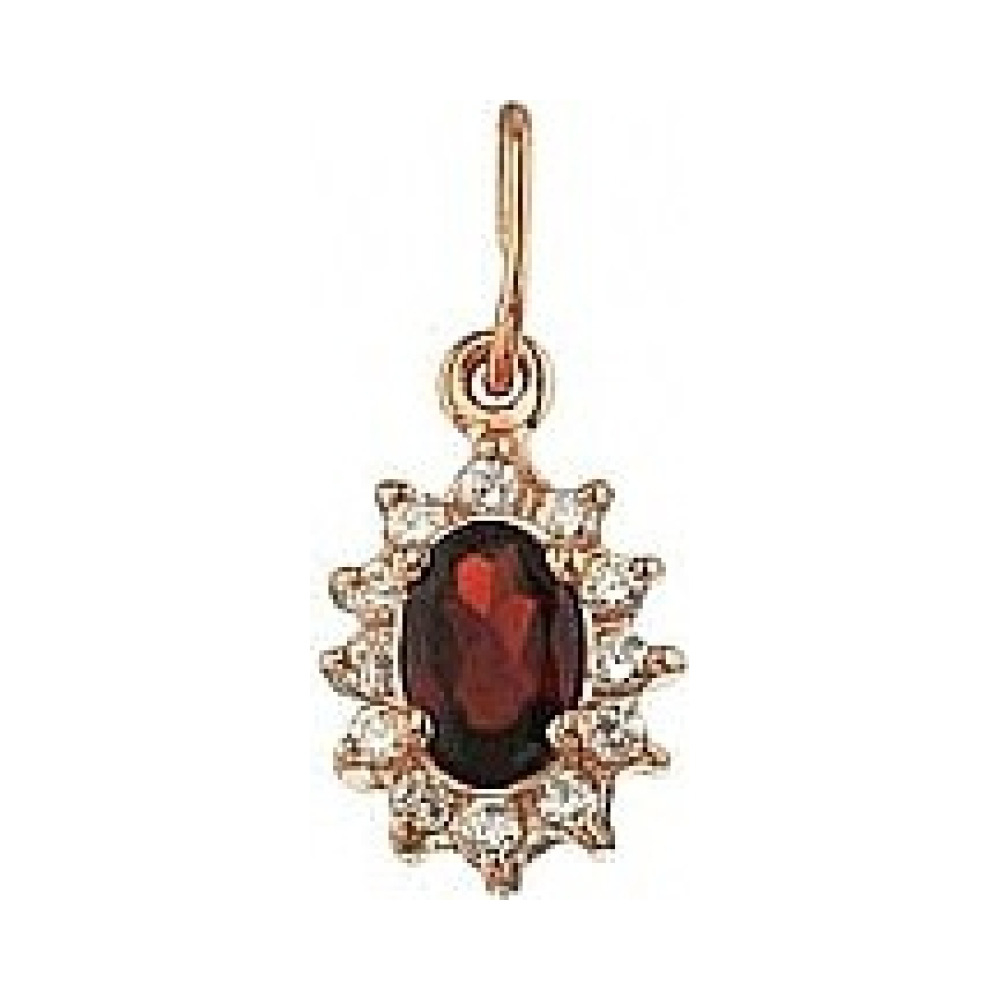 Золотая подвеска с рубином и фианитом № 26209