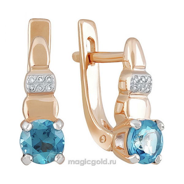 Золотые серьги с топазом и фианитом № 142158