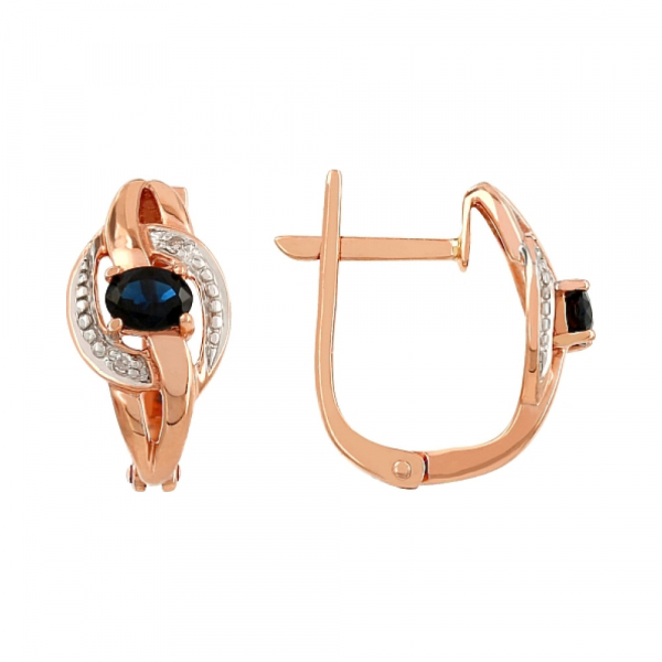 Серьги с бриллиантом и сапфиром № 35971