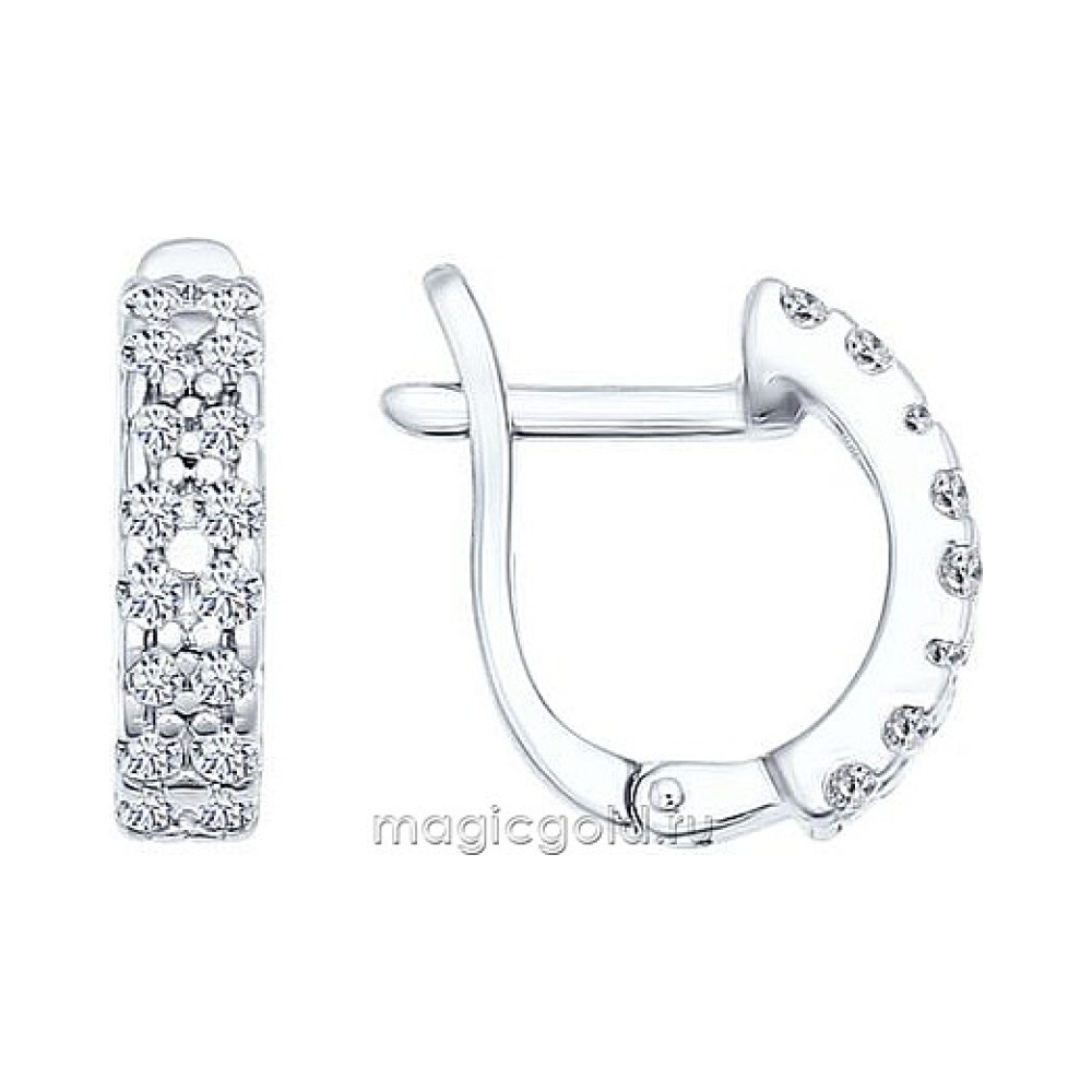 Серебряные серьги с фианитом № 160020