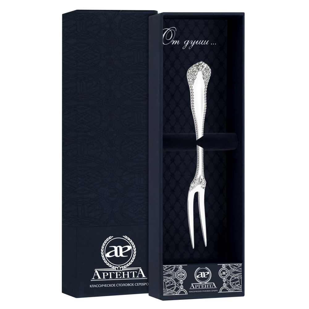 Вилка для лимона Узоры в футляре из серебра 925 пробы