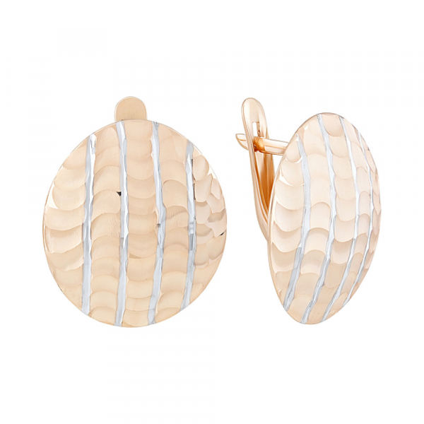 Золотые серьги без камня с алмазкой № 126733