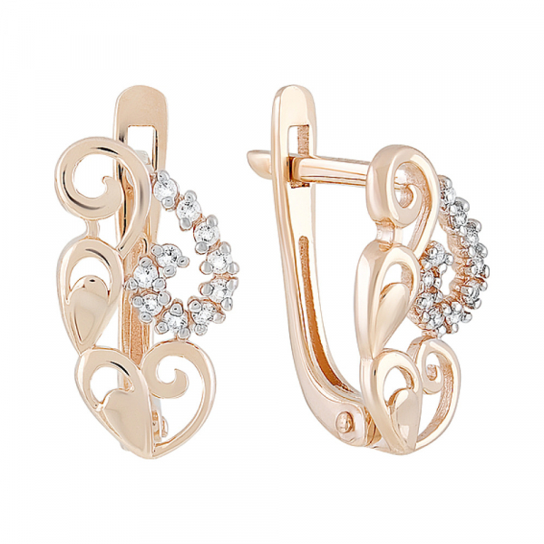 Золотые серьги с фианитами № 128784