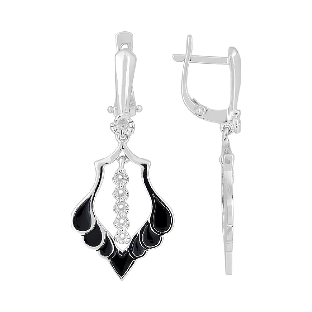 Серебряные серьги с эмалью № 115220