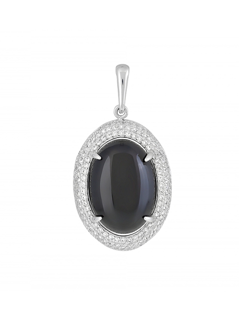 Серебряная подвеска с черным ониксом и фианитом № 128101