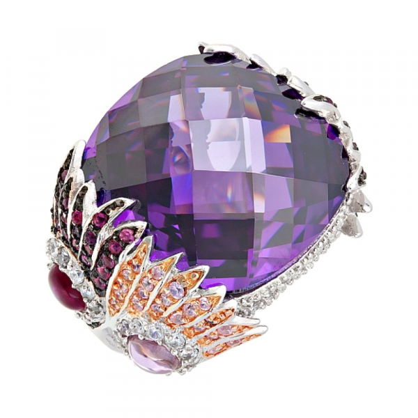 Серебряное кольцо с фианитом № 99619