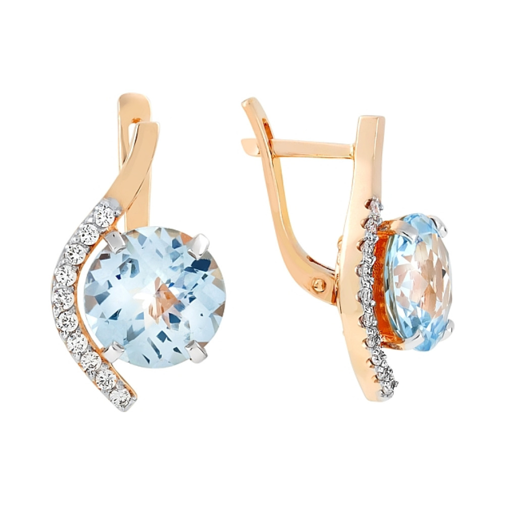 Серьги с топазом и фианитом № 98358