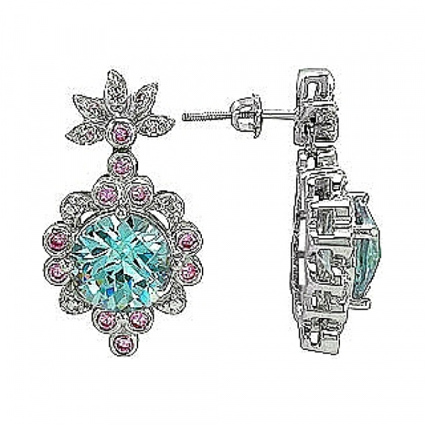 Серебряные серьги с фианитом № 74957