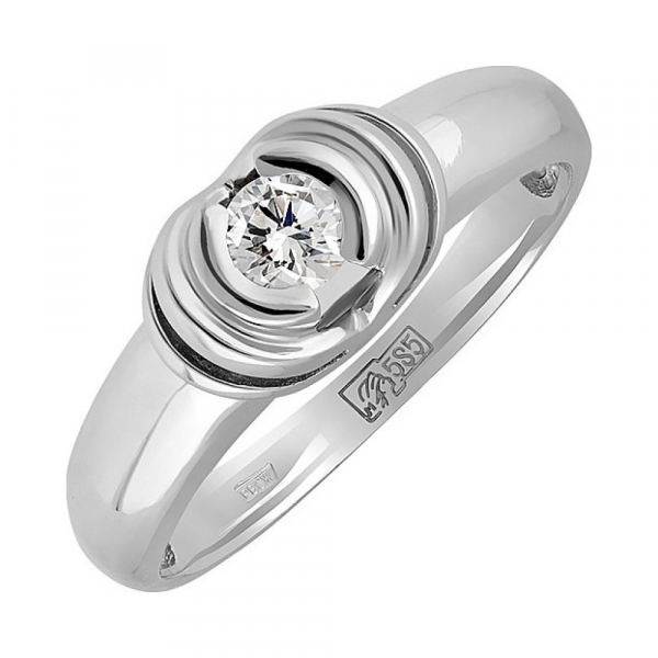 Золотое кольцо с бриллиантом № 129666