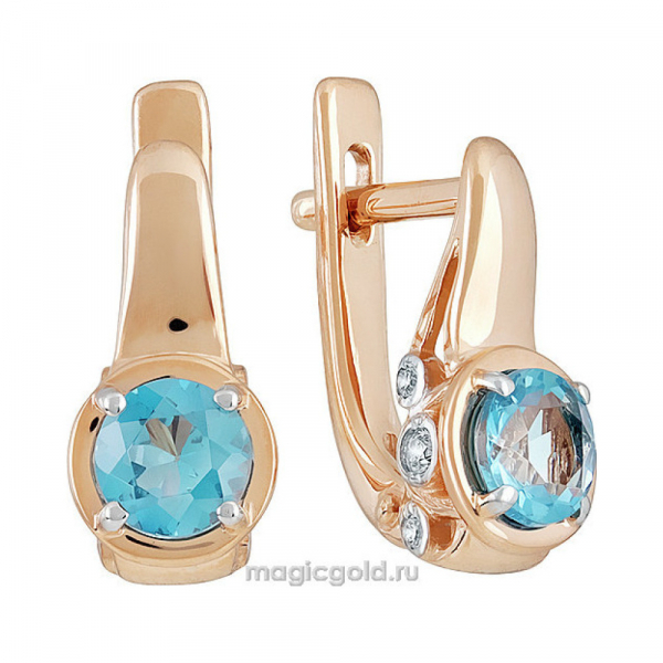 Золотые серьги с топазом и фианитом № 139234