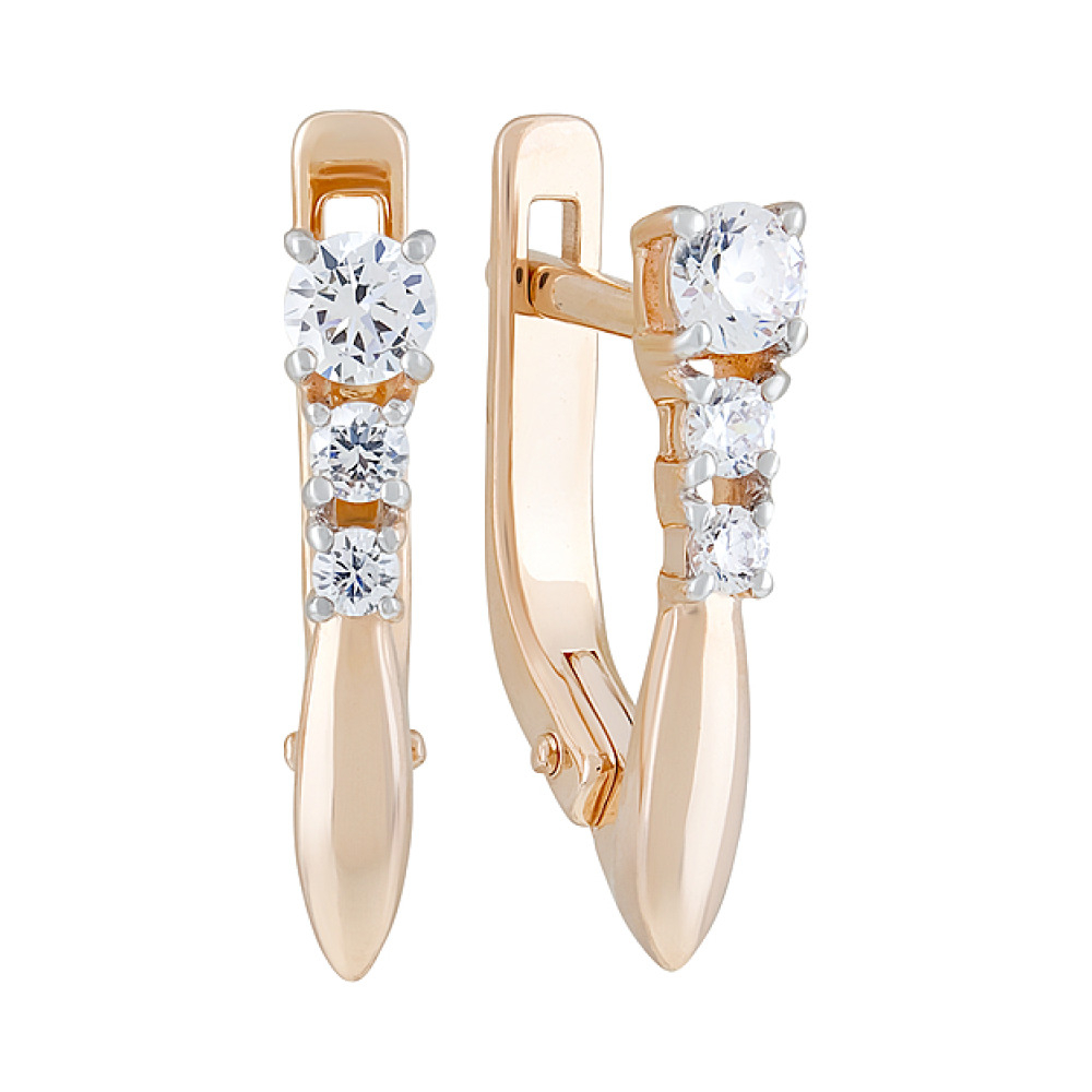 Золотые серьги с фианитами № 127598