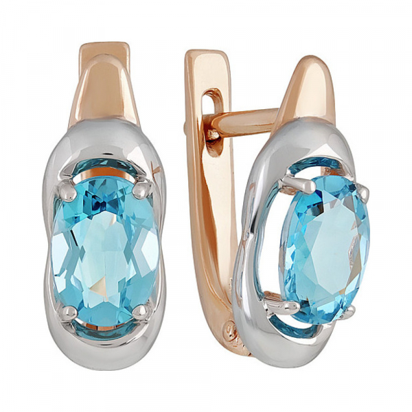 Золотые серьги с топазом № 137861