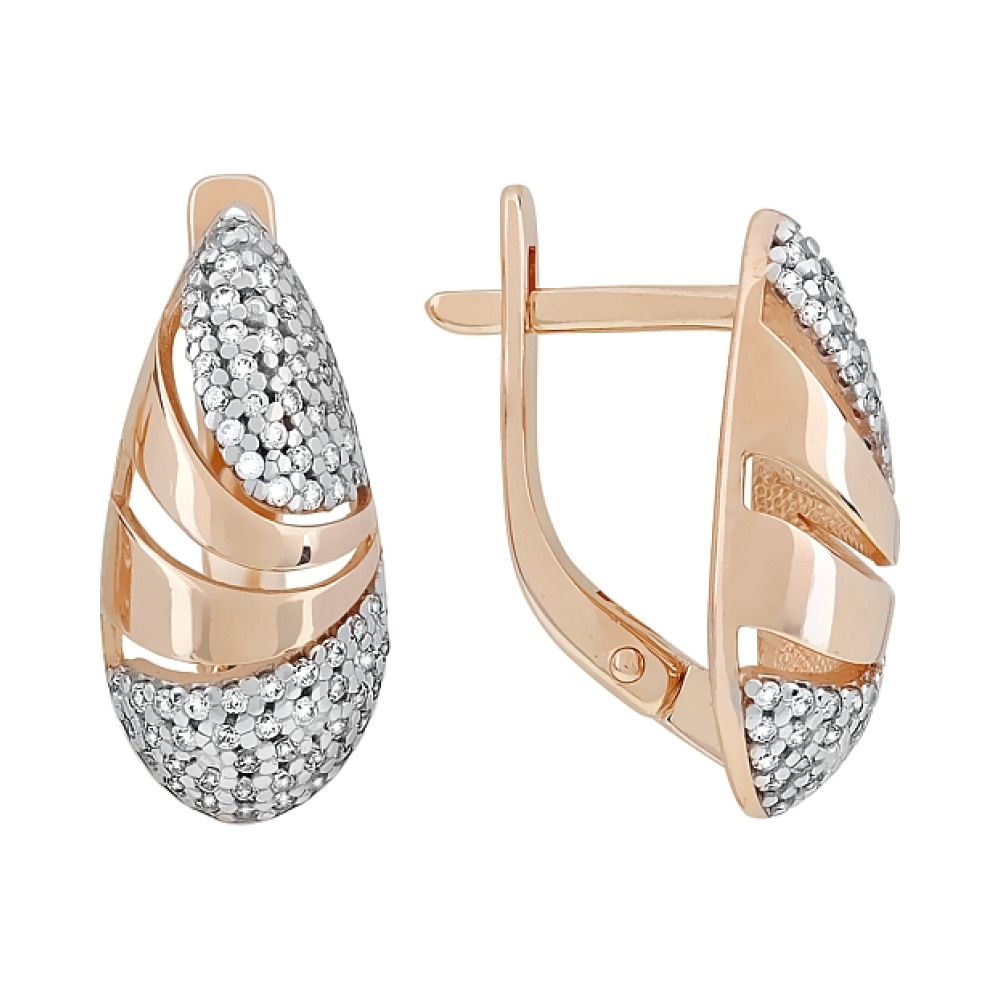 Золотые серьги с фианитами № 116200