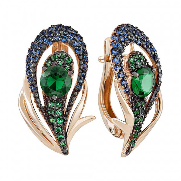 Золотые серьги с фианитом № 135189