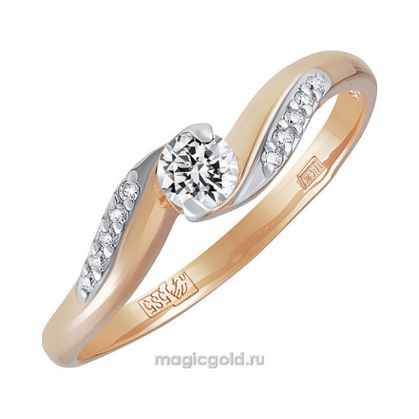 Золотое кольцо с фианитом № 137781