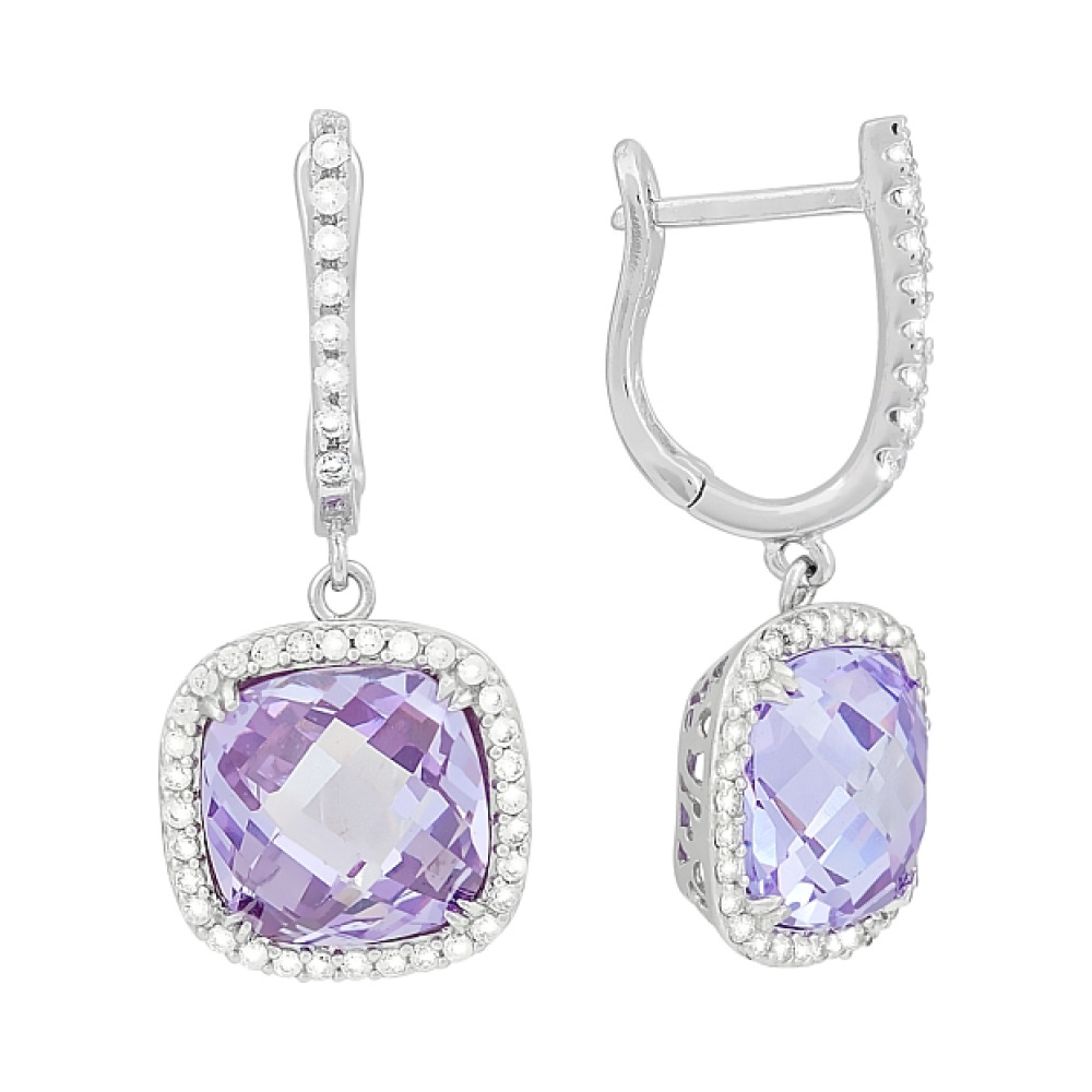 Серебряные серьги с фианитом № 118160