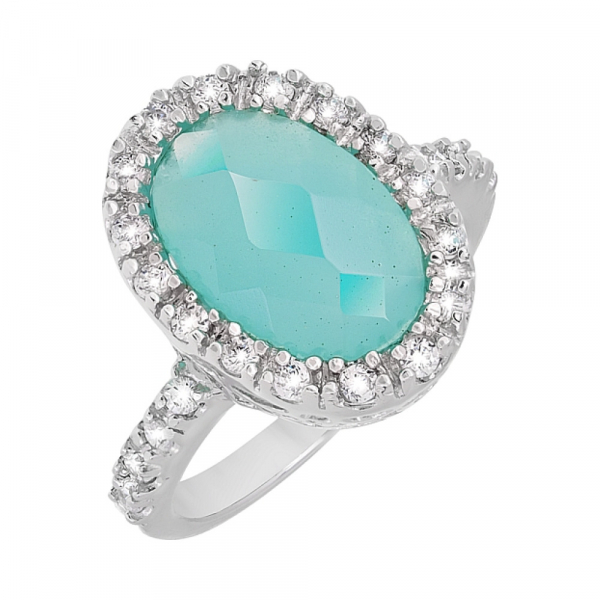 Серебряное кольцо с фианитом № 118152