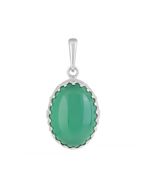Серебряная подвеска с зелёным ониксом  № 128093