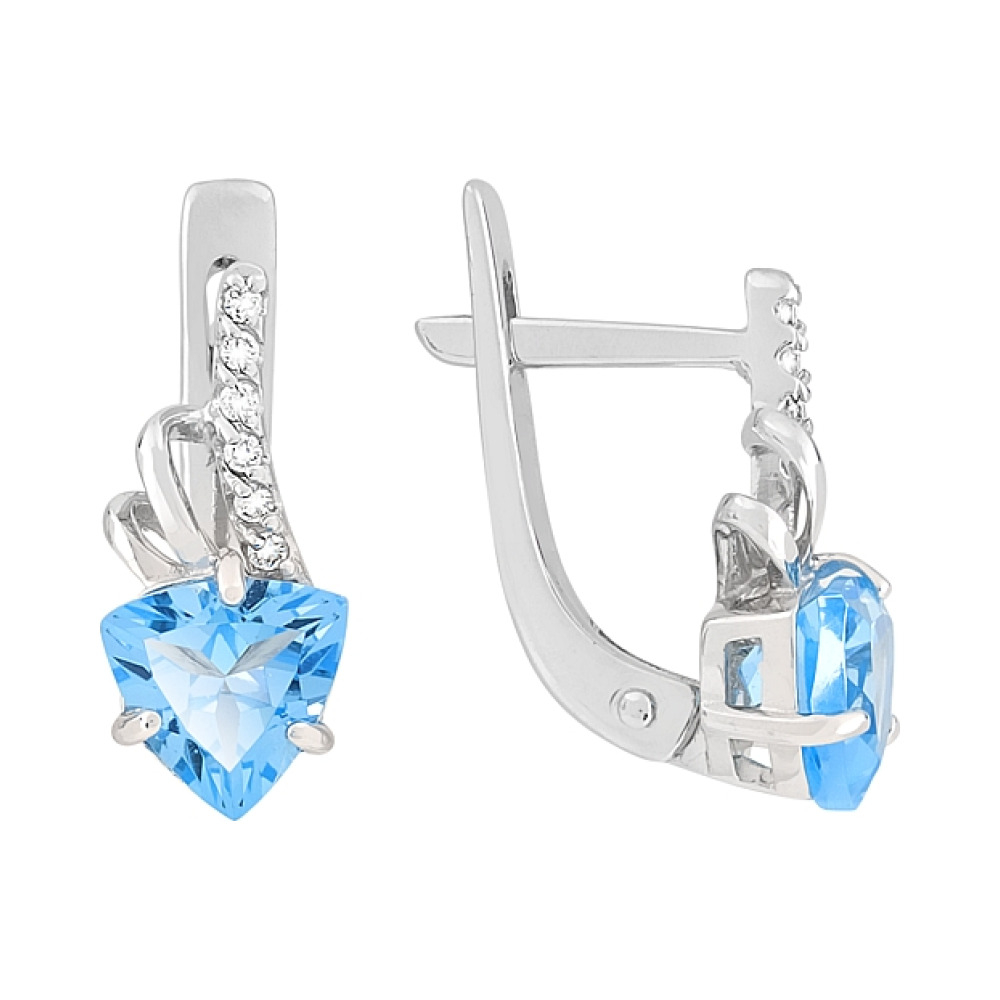 Золотые серьги с топазом и фианитом № 99042