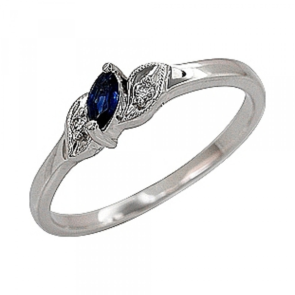 Золотое кольцо с бриллиантом и сапфиром № 69824