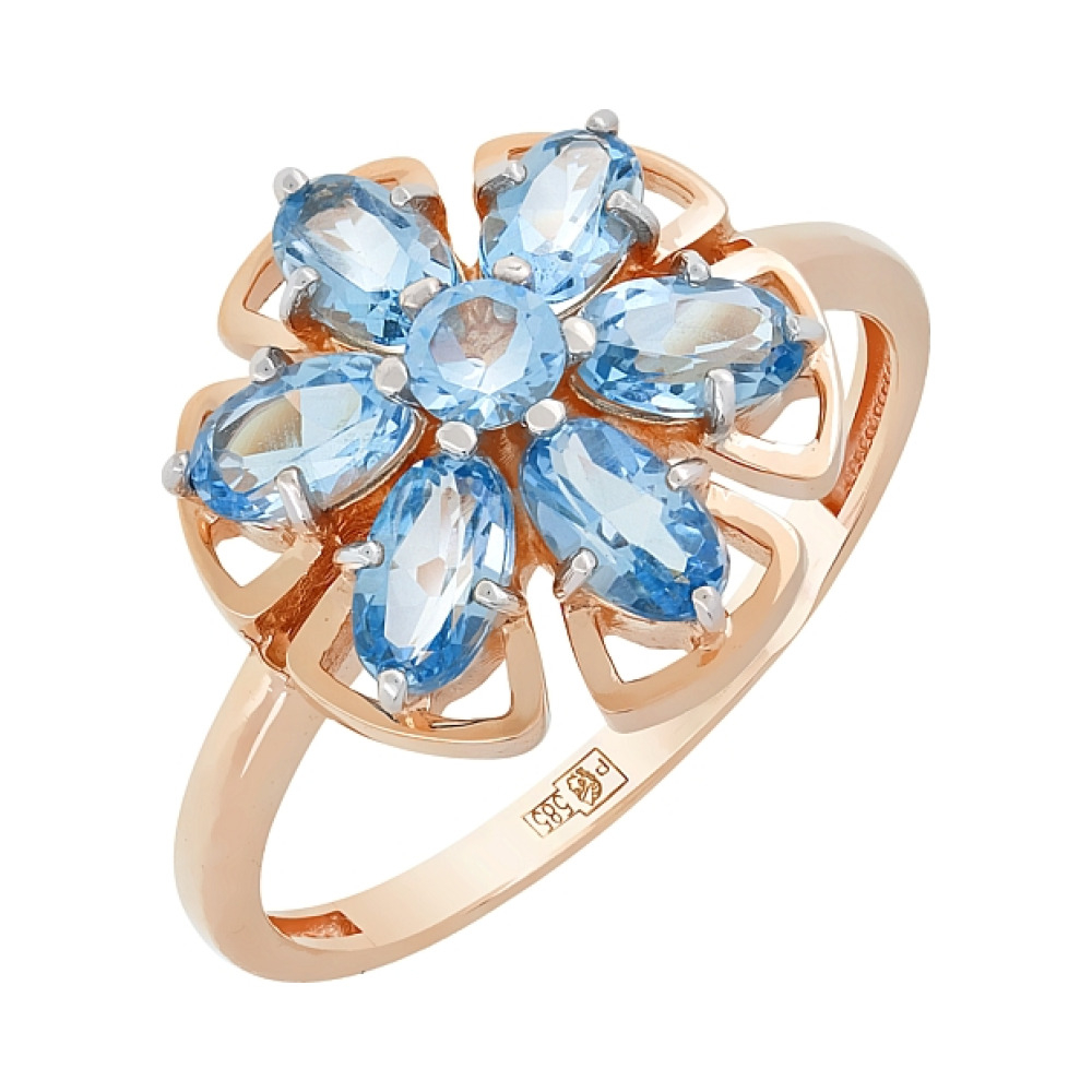 Золотое кольцо с топазом и фианитом № 117953