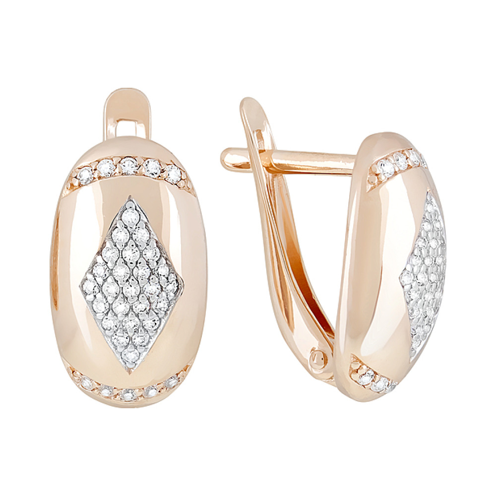 Золотые серьги с фианитами № 122696