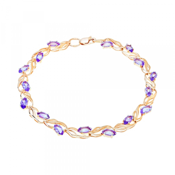 Золотой браслет с аметистом № 106818