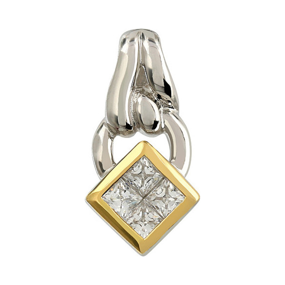 Серебряная подвеска с фианитом и золотым покрытием № 107227