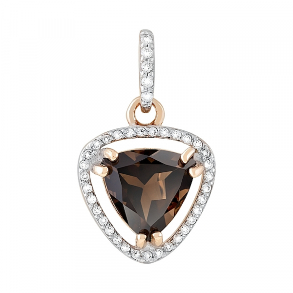 Золотая подвеска с раухтопазом и фианитом № 120059