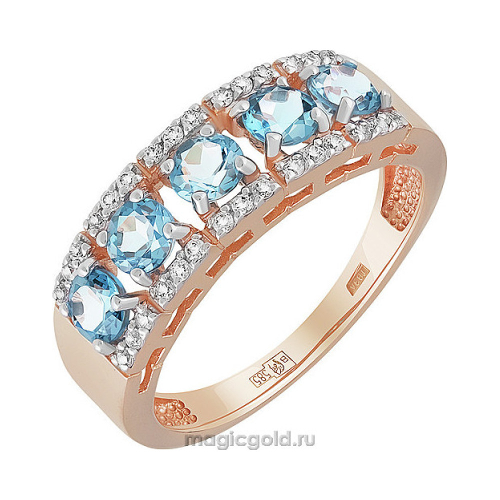 Золотое кольцо с топазом и фианитом № 142133