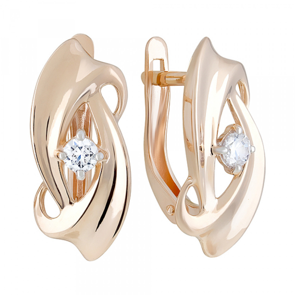 Золотые серьги с фианитом № 128014