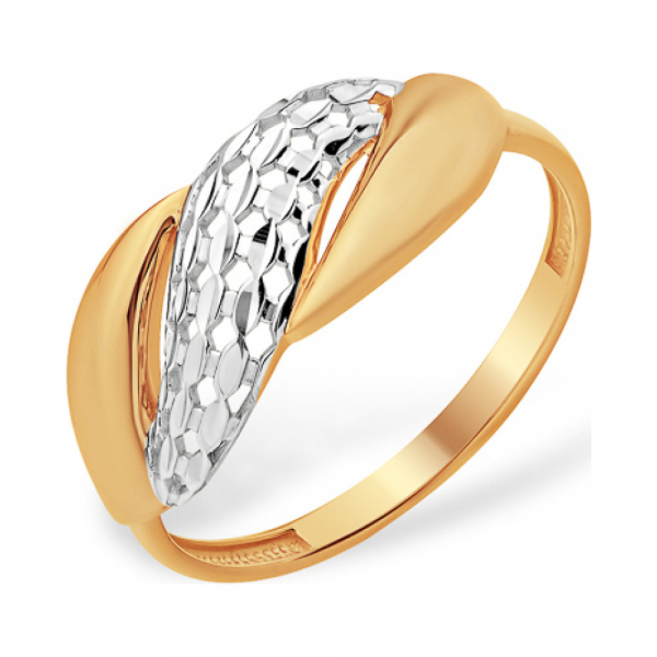Золотое кольцо без камня с алмазкой № 163160