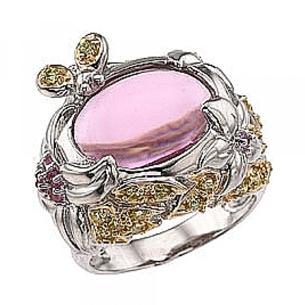 Серебряное кольцо с фианитом № 34106