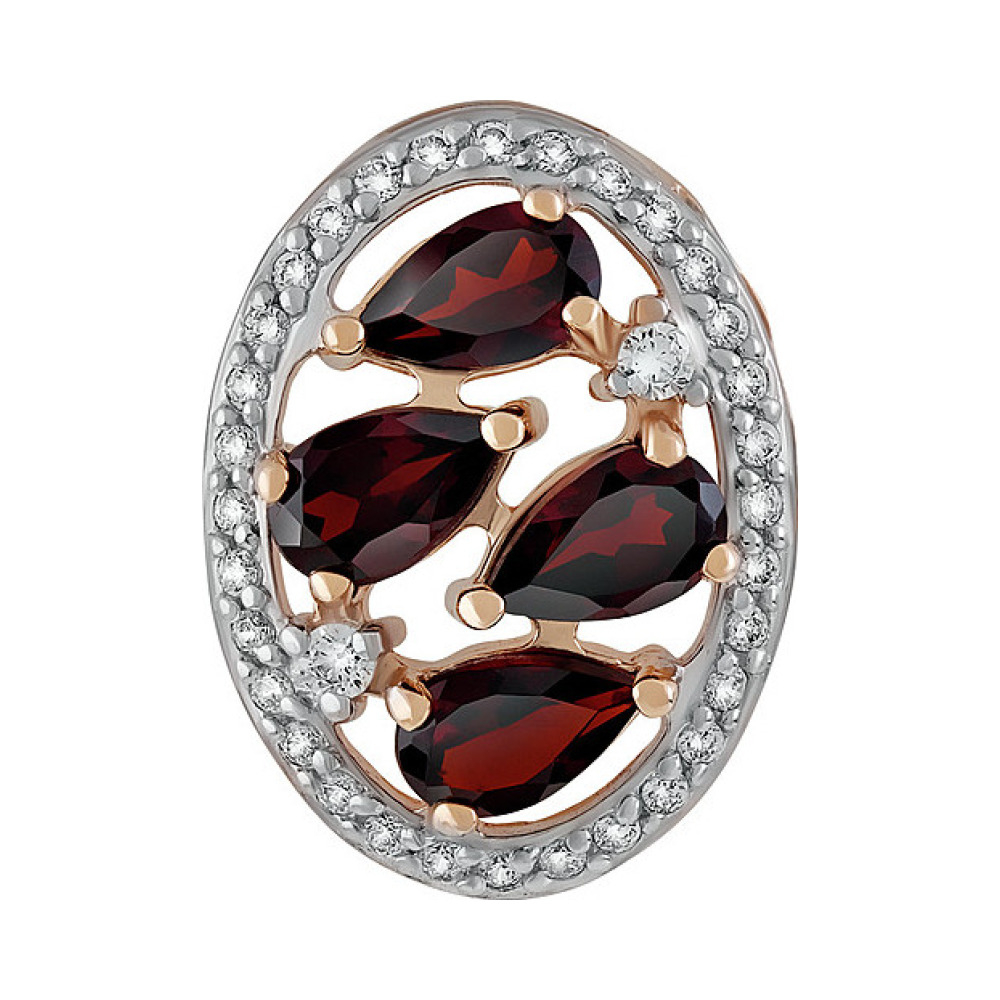 Золотая подвеска с гранатом и фианитом № 135519