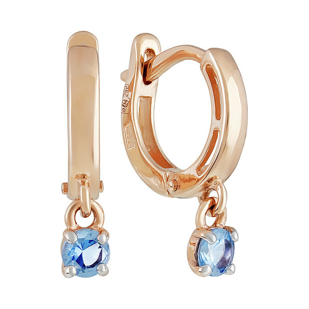 Золотые серьги с фианитом № 134946