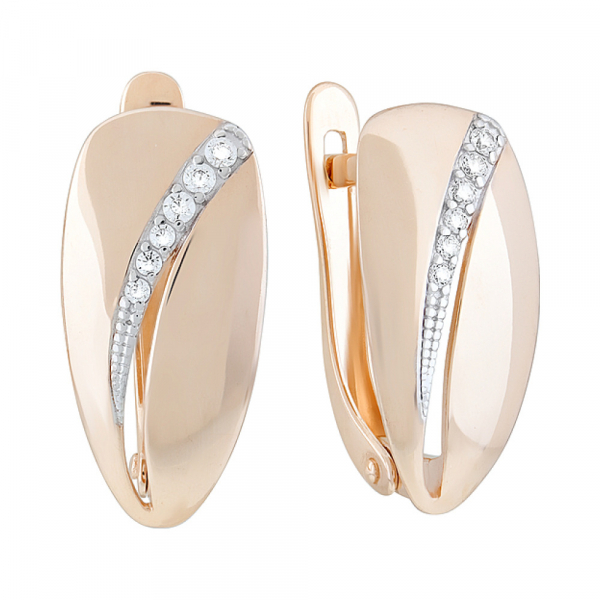 Золотые серьги с фианитами № 126750