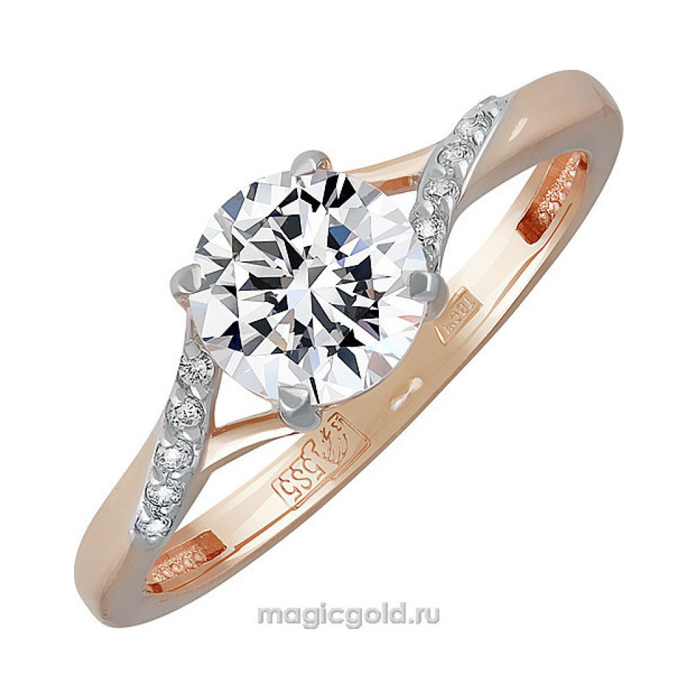 Золотое кольцо с фианитом № 137798