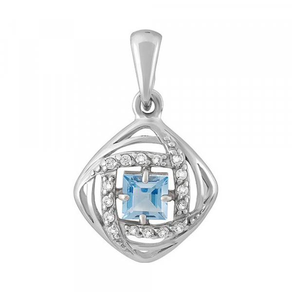 Серебряная подвеска с топазом и фианитом № 132056